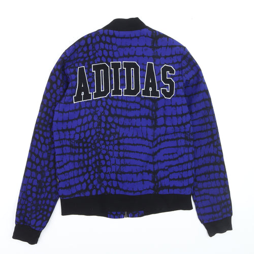 Adidas Men's Blue Animal Print Bomber Jacket Size S