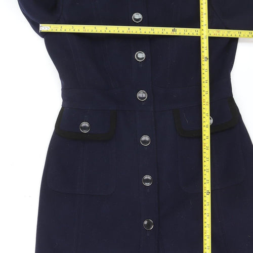Ruby and Ted Women's Navy Blue Wool-Look Mid-Length Overcoat UK 12