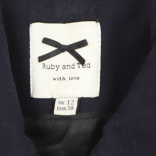 Ruby and Ted Women's Navy Blue Wool-Look Mid-Length Overcoat UK 12