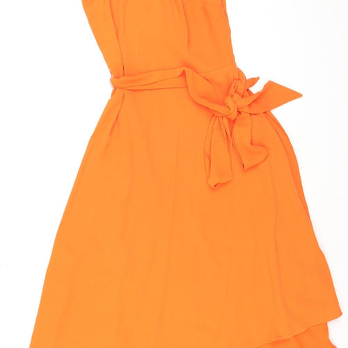 Warehouse Women's Orange One Shoulder Asymmetric Midi Dress Size 6