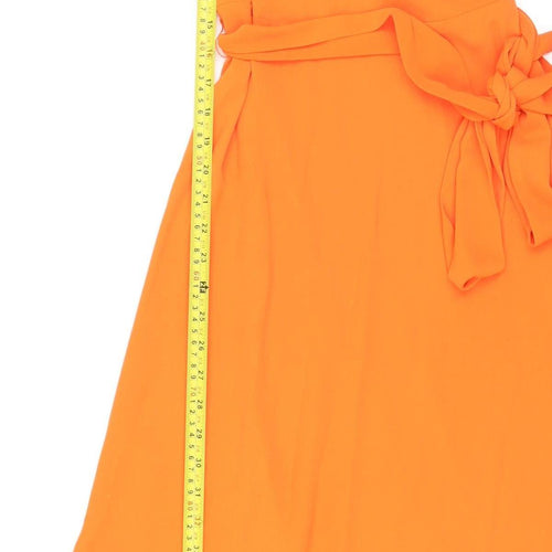 Warehouse Women's Orange One Shoulder Asymmetric Midi Dress Size 6