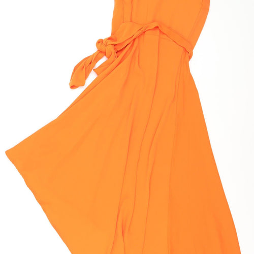 Warehouse Women's Orange One Shoulder Asymmetric Midi Dress Size 6
