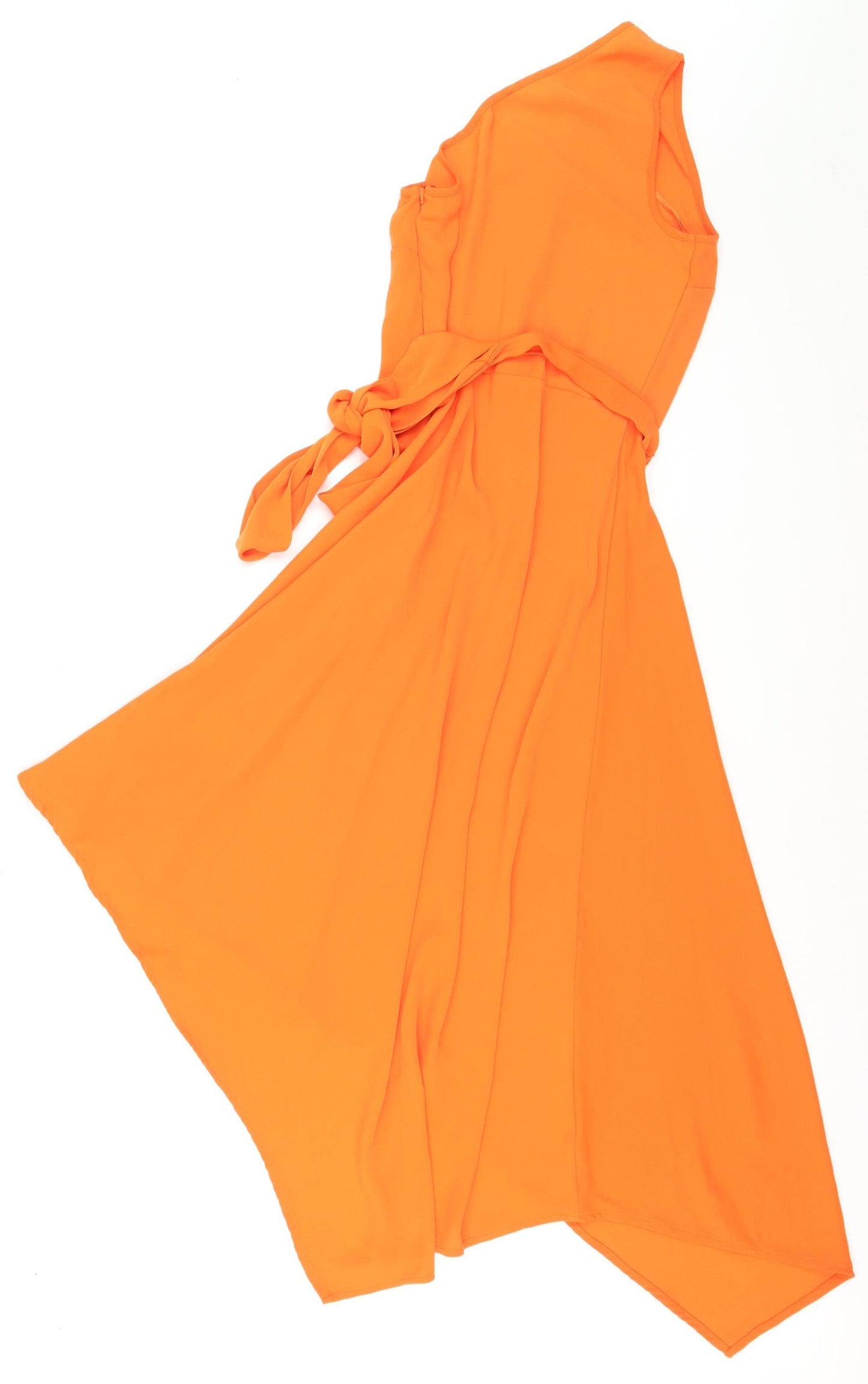 Warehouse Women's Orange One Shoulder Asymmetric Midi Dress Size 6