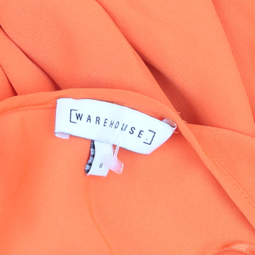 Warehouse Women's Orange One Shoulder Asymmetric Midi Dress Size 6