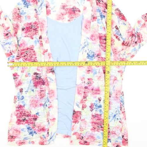 Honor Millburn Women's Multicoloured Floral Kimono Style 3/4 Sleeve Blouse Size 18