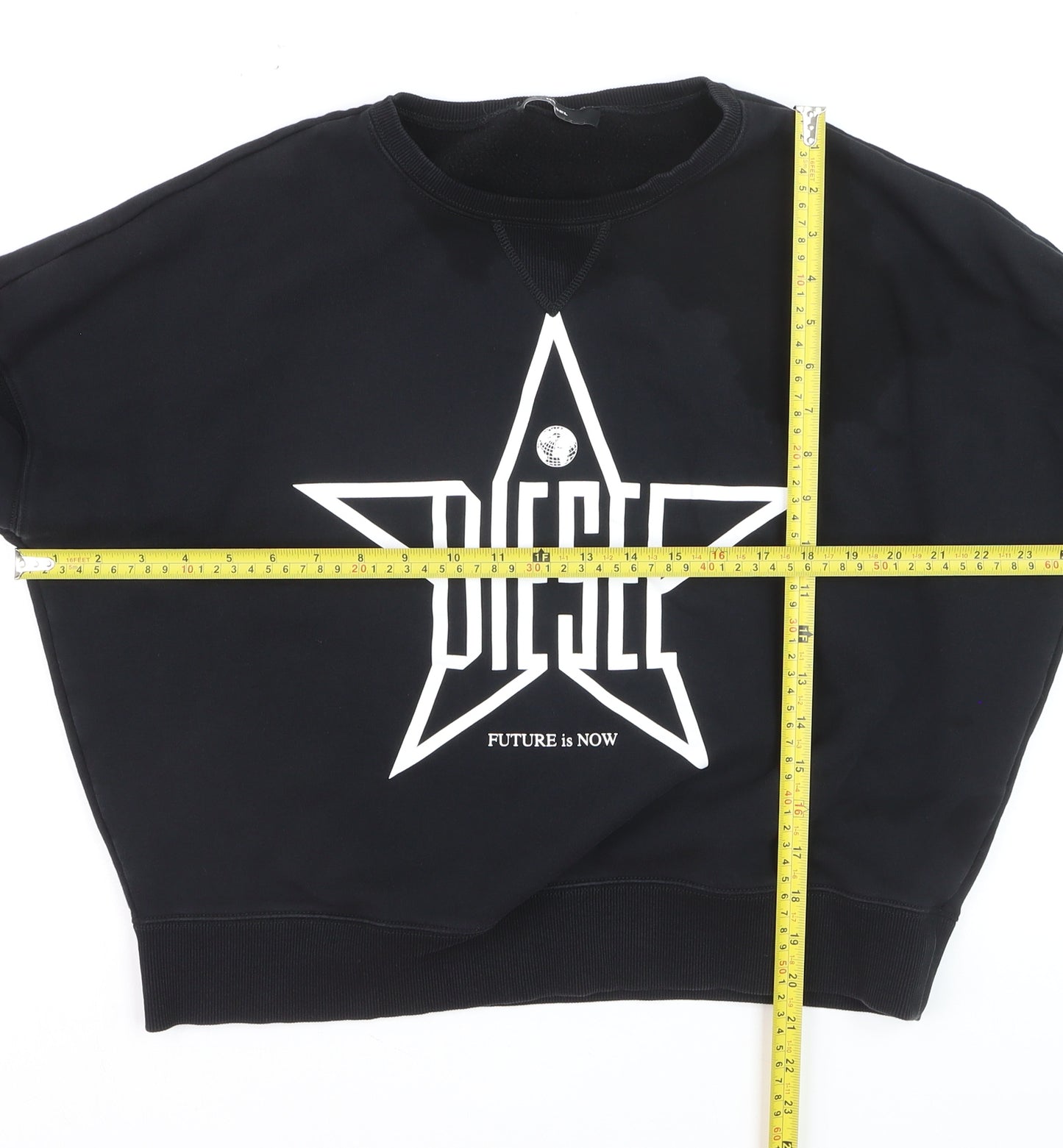 Diesel Womens Black M Pullover Sweatshirt Star Logo Crew Neck