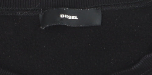 Diesel Womens Black M Pullover Sweatshirt Star Logo Crew Neck