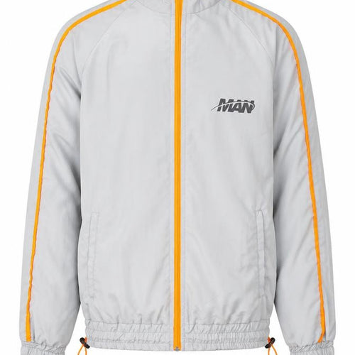 boohooMAN Men's Grey XS Track Jacket with Orange Trim Lightweight
