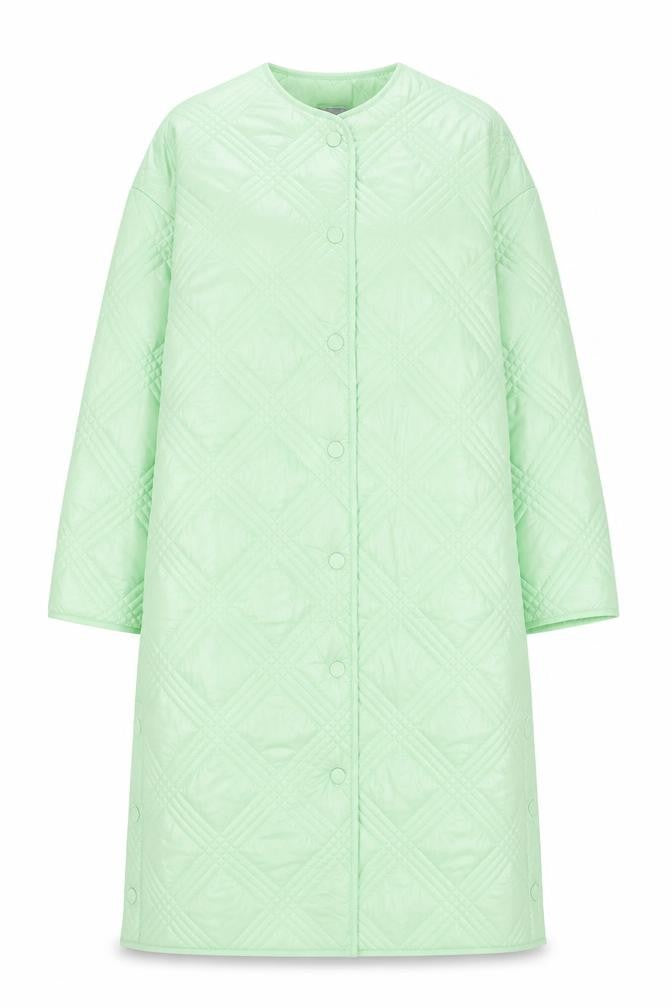 Front view of Principles Women's Green Quilted Long Coat, size 12