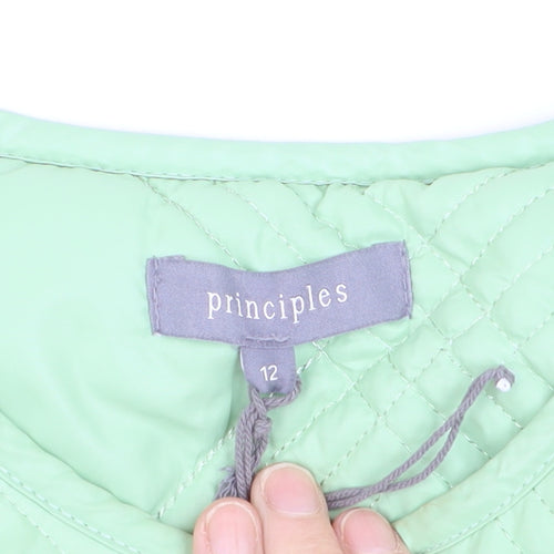 Principles Women's Green Quilted Long Coat Size 12