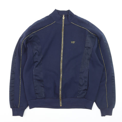 ASOS Men's Blue Full Zip High Neck Jumper Size S
