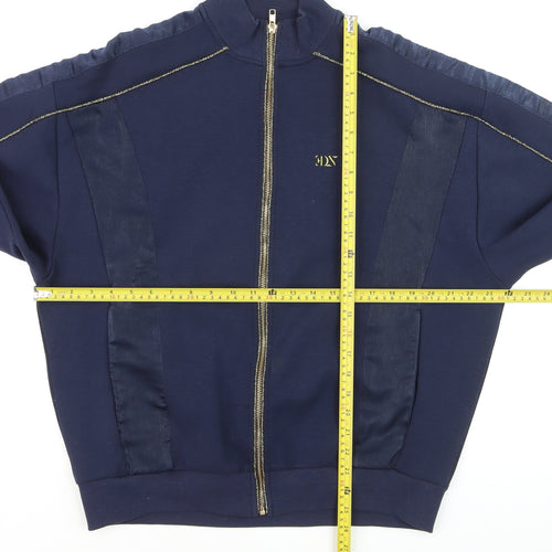 ASOS Men's Blue Full Zip High Neck Jumper Size S