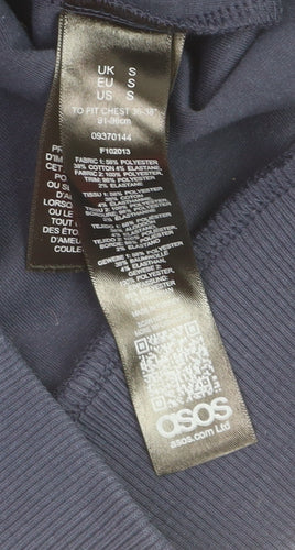 ASOS Men's Blue Full Zip High Neck Jumper Size S
