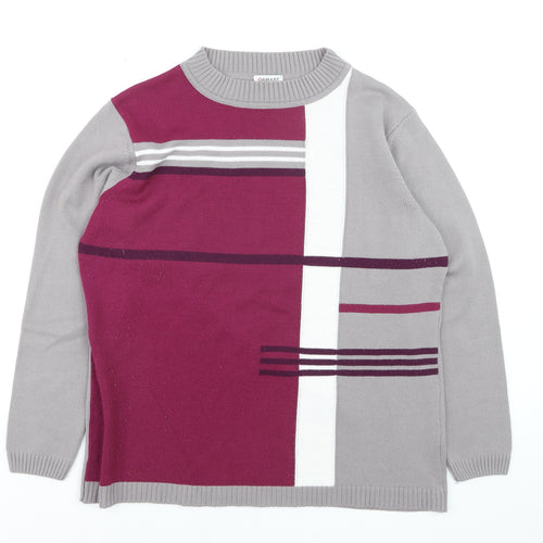 Damart Men's Grey Geometric Acrylic Crew Neck Jumper Size L