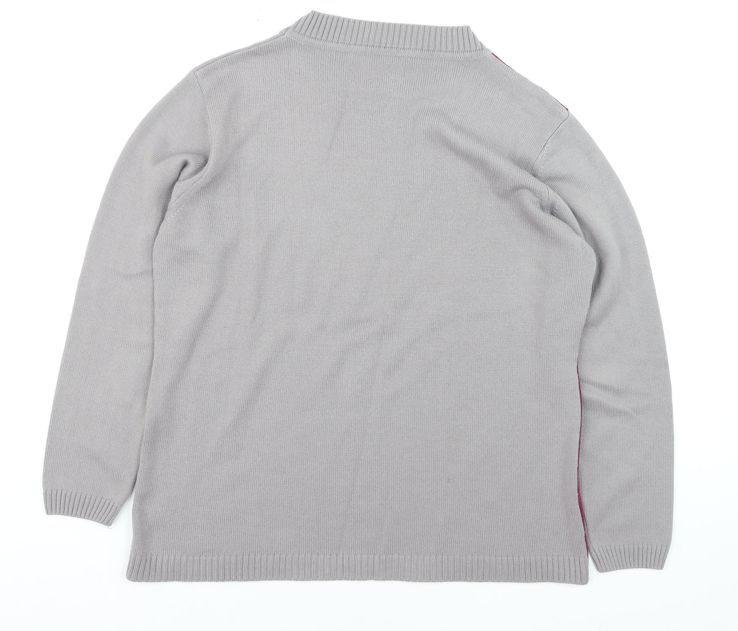 Damart Men's Grey Geometric Acrylic Crew Neck Jumper Size L