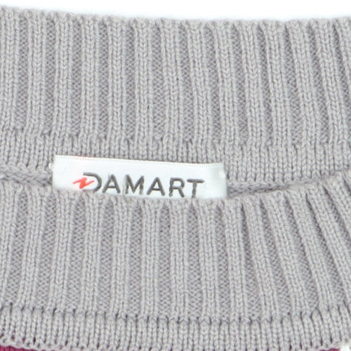 Damart Men's Grey Geometric Acrylic Crew Neck Jumper Size L
