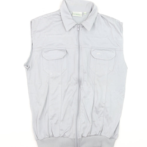 Canda Men's Grey Cotton Blend Zip Waistcoat Size M 40in
