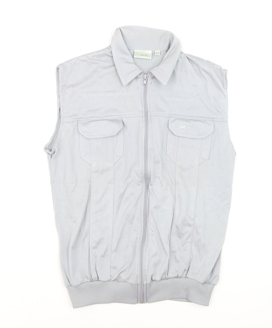 Canda Men's Grey Cotton Blend Zip Waistcoat Size M 40in