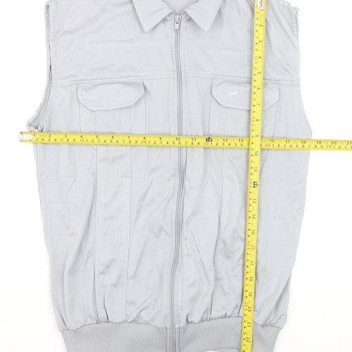 Canda Men's Grey Cotton Blend Zip Waistcoat Size M 40in