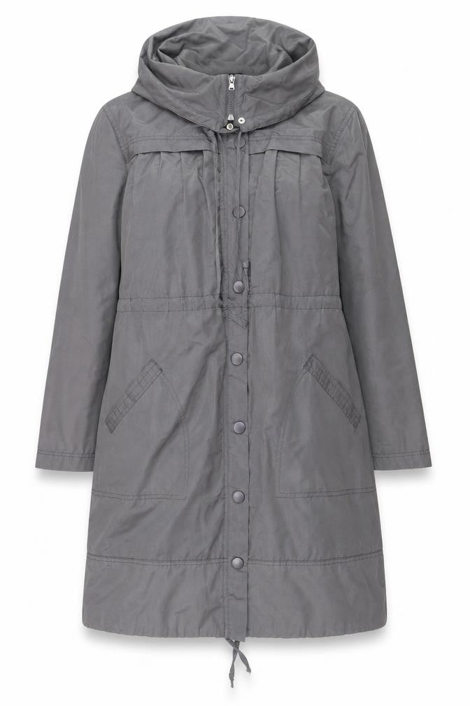 Carling Women’s Grey Hooded Long Anorak Coat Size 8