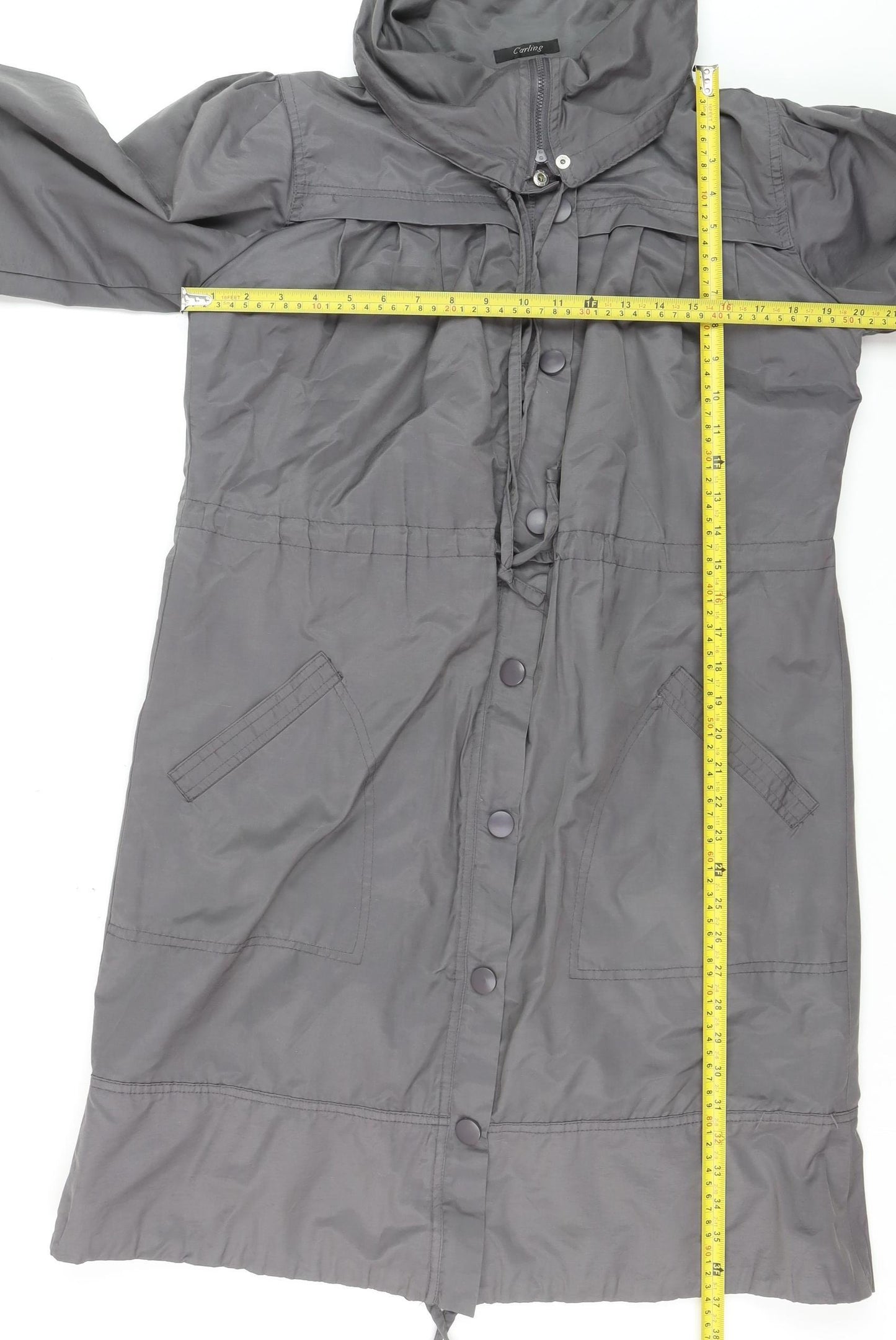 Carling Women’s Grey Hooded Long Anorak Coat Size 8