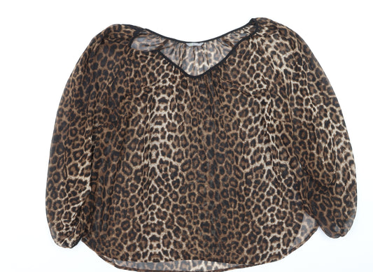 Marks and Spencer Women’s Brown Leopard Print Sheer Tunic Blouse Size 20