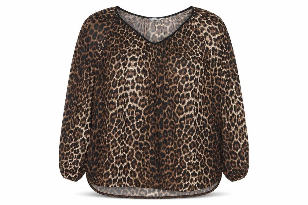 Marks and Spencer Women’s Brown Leopard Print Sheer Tunic Blouse Size 20