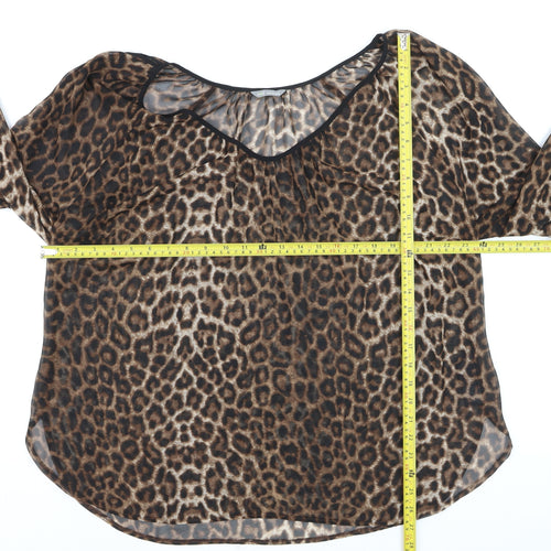 Marks and Spencer Women’s Brown Leopard Print Sheer Tunic Blouse Size 20