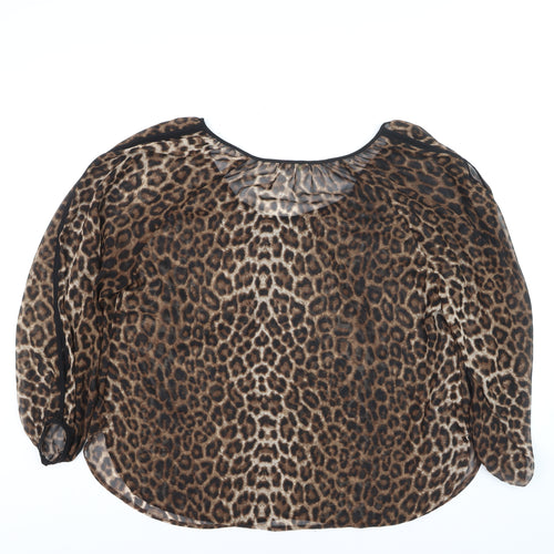 Marks and Spencer Women’s Brown Leopard Print Sheer Tunic Blouse Size 20