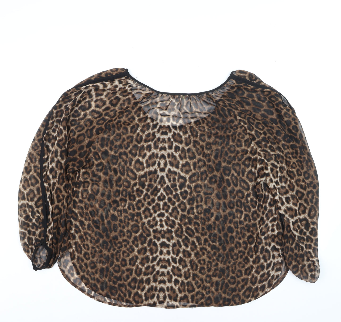 Marks and Spencer Women’s Brown Leopard Print Sheer Tunic Blouse Size 20