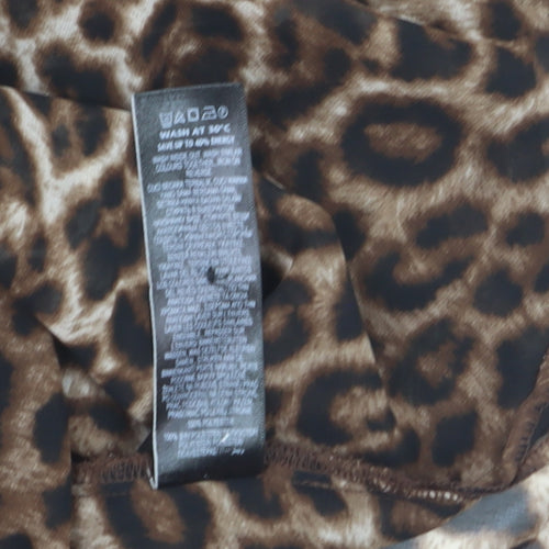 Marks and Spencer Women’s Brown Leopard Print Sheer Tunic Blouse Size 20