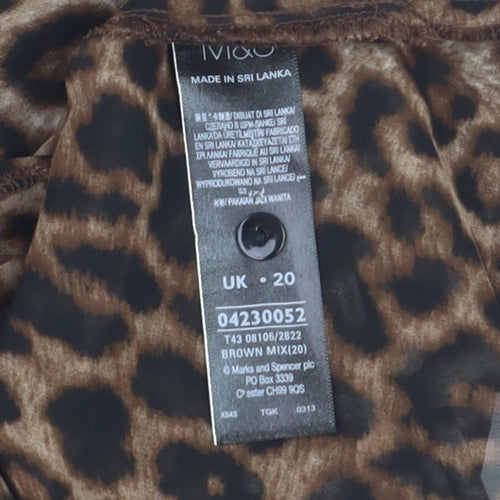 Marks and Spencer Women’s Brown Leopard Print Sheer Tunic Blouse Size 20