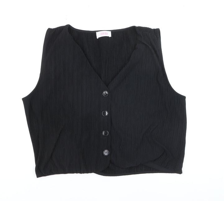 Savida Women's Black Cropped Sleeveless Blouse Size 16