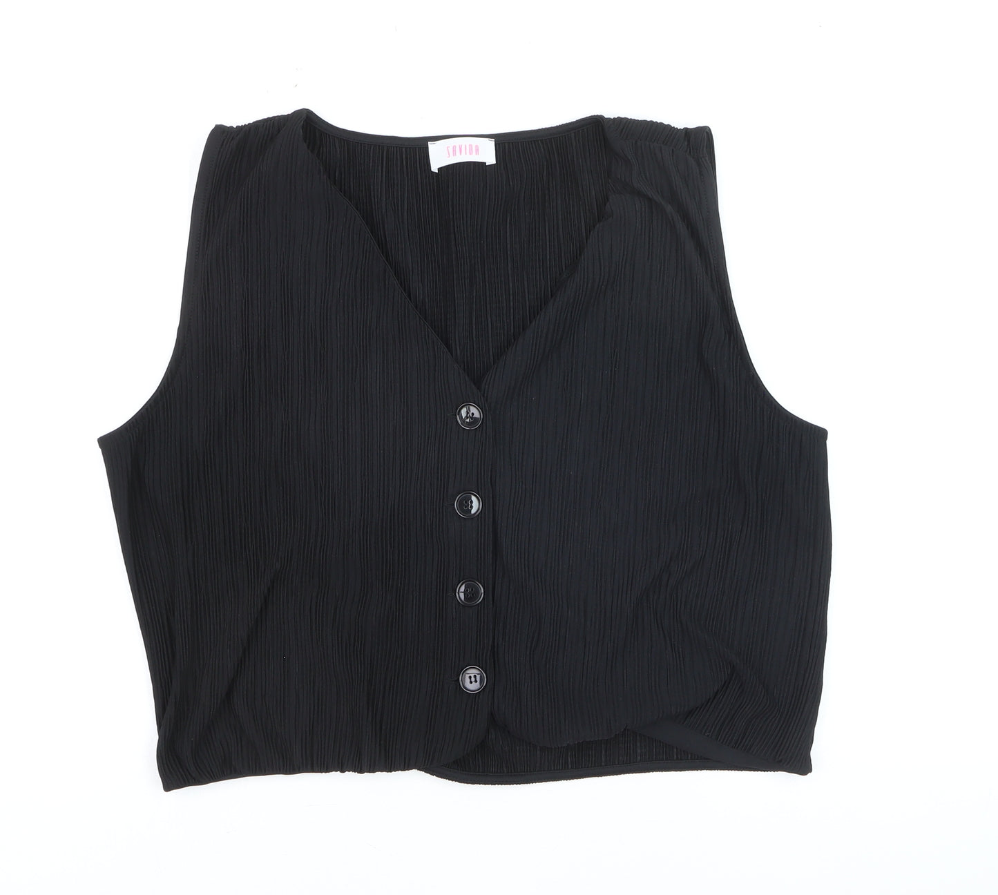Savida Women's Black Cropped Sleeveless Blouse Size 16