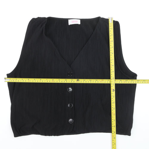 Savida Women's Black Cropped Sleeveless Blouse Size 16