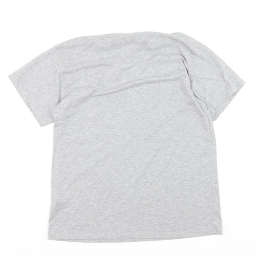 Topshop Women Grey Graphic Cotton Blend T-Shirt Size 10
