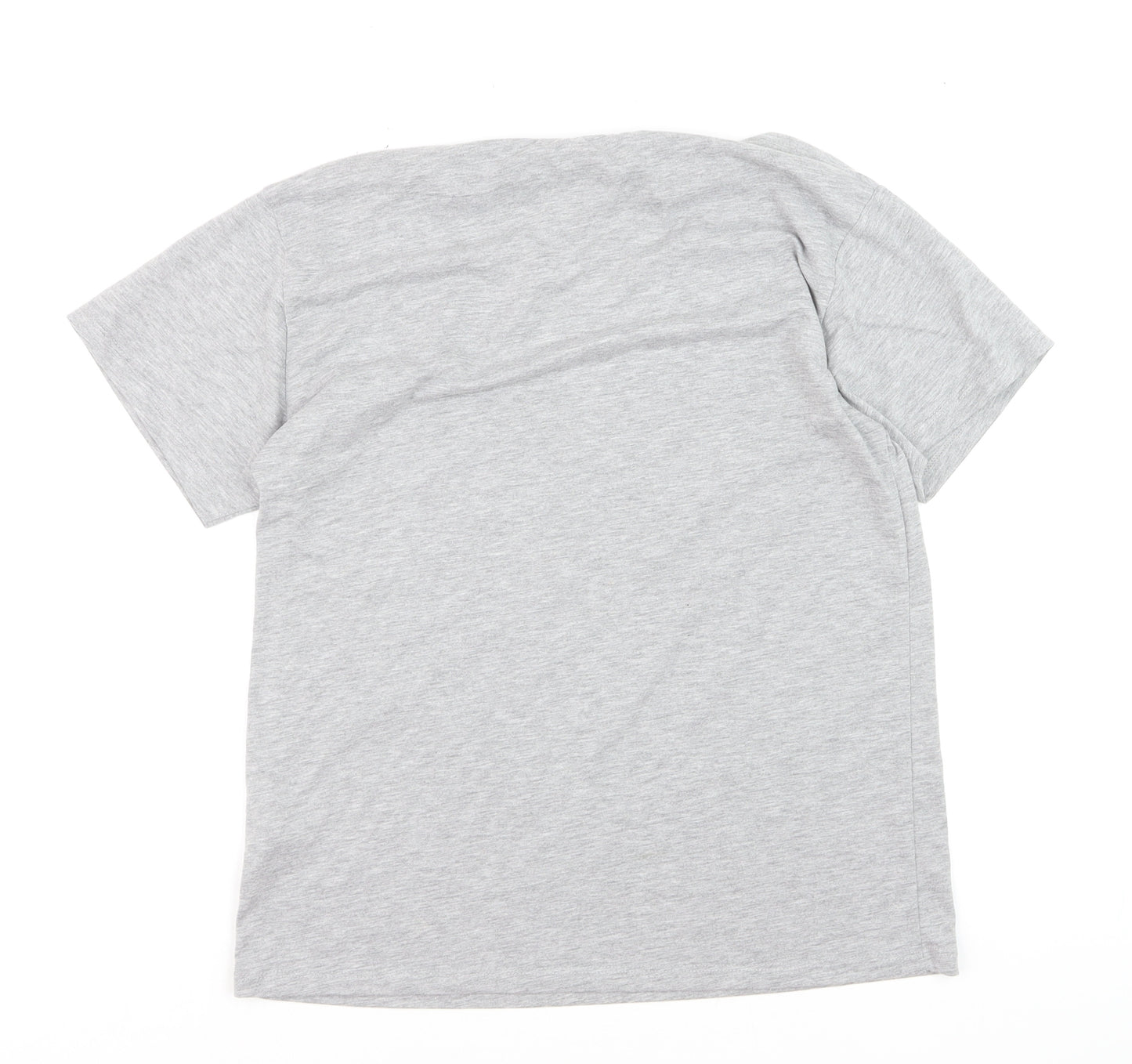 Topshop Women Grey Graphic Cotton Blend T-Shirt Size 10