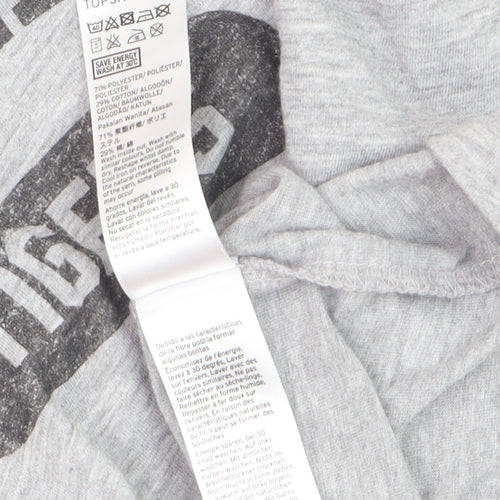 Topshop Women Grey Graphic Cotton Blend T-Shirt Size 10
