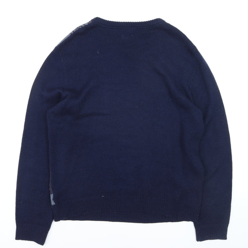 Soviet Men's Blue Camouflage Knit Crew Neck Jumper XL