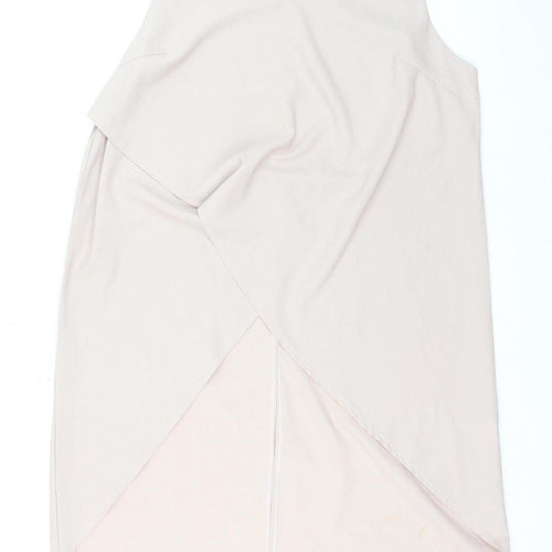 Quiz Women Beige Size 16 Asymmetric V-Neck Sleeveless Dress