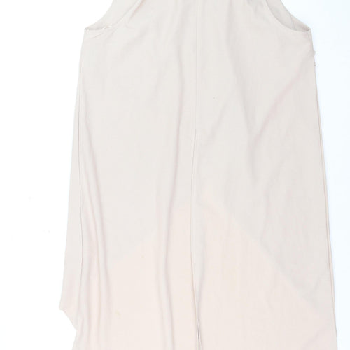 Quiz Women Beige Size 16 Asymmetric V-Neck Sleeveless Dress