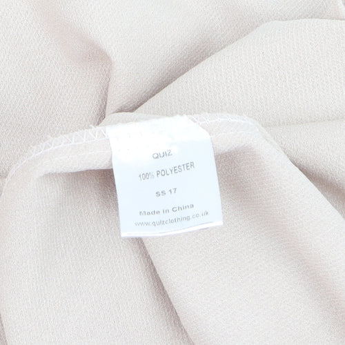 Quiz Women Beige Size 16 Asymmetric V-Neck Sleeveless Dress