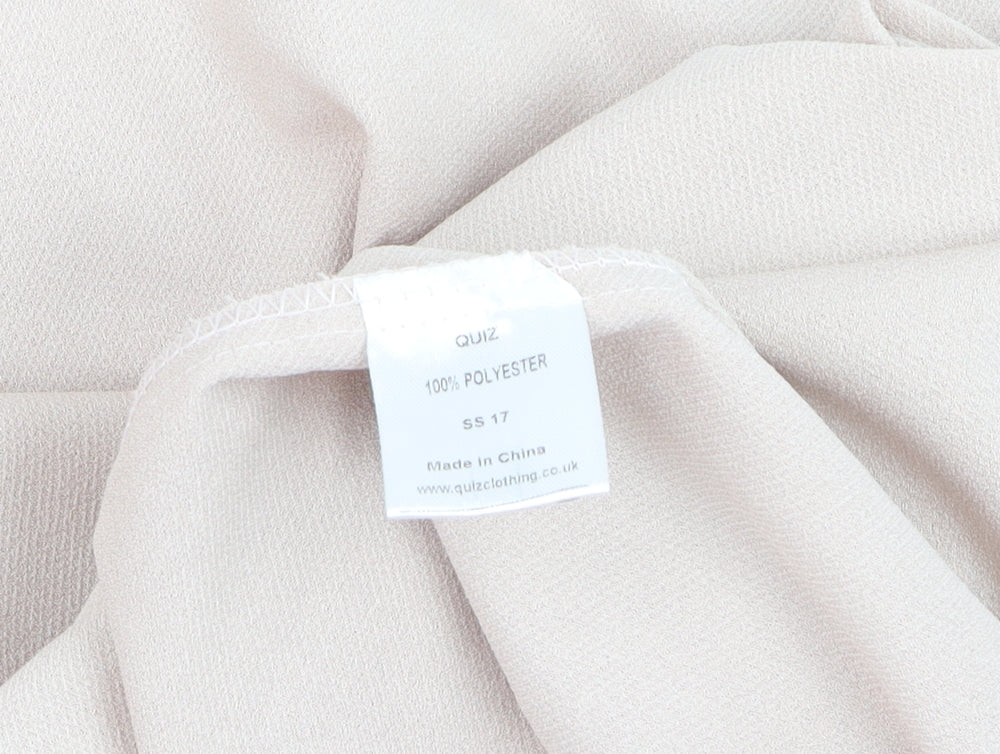 Quiz Women Beige Size 16 Asymmetric V-Neck Sleeveless Dress