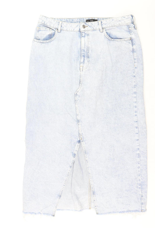 F&F Women’s Blue Denim Midi Pencil Skirt Size 18 High Rise
