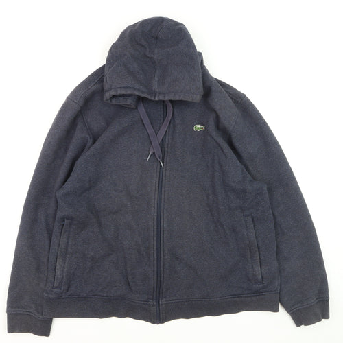 Lacoste Mens Blue Full Zip Hoodie 3XL Logo Fleece Sweatshirt