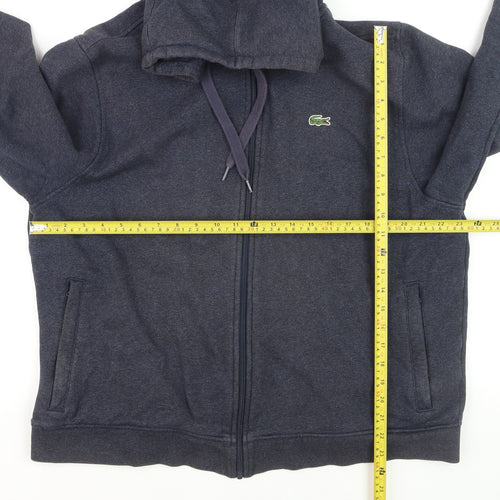 Lacoste Mens Blue Full Zip Hoodie 3XL Logo Fleece Sweatshirt
