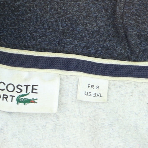 Lacoste Mens Blue Full Zip Hoodie 3XL Logo Fleece Sweatshirt