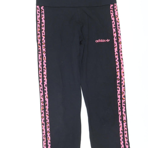 Adidas Women Black Pink Animal Print Leggings Size M Activewear