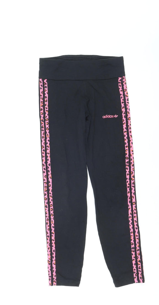 Adidas Women Black Pink Animal Print Leggings Size M Activewear