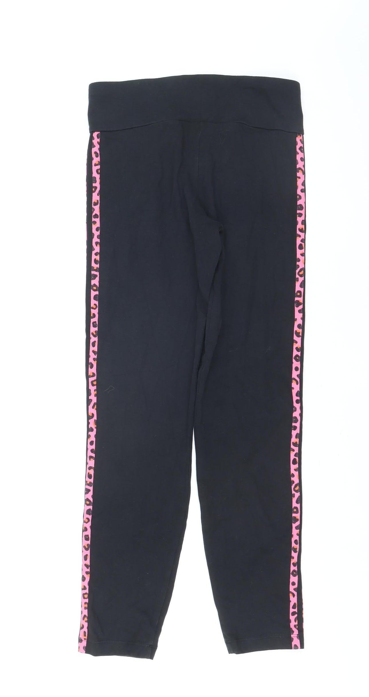 Adidas Women Black Pink Animal Print Leggings Size M Activewear